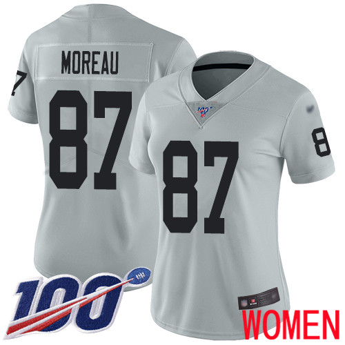 Oakland Raiders Limited Silver Women Foster Moreau Jersey NFL Football #87 100th Season Inverted Jersey->youth nfl jersey->Youth Jersey